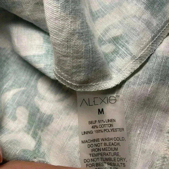 Alexis Galli Midi Skirt M Linen Cotton Sage Ivory Straw Raffia Hem Ruffle $473 - Picture 4 of 10